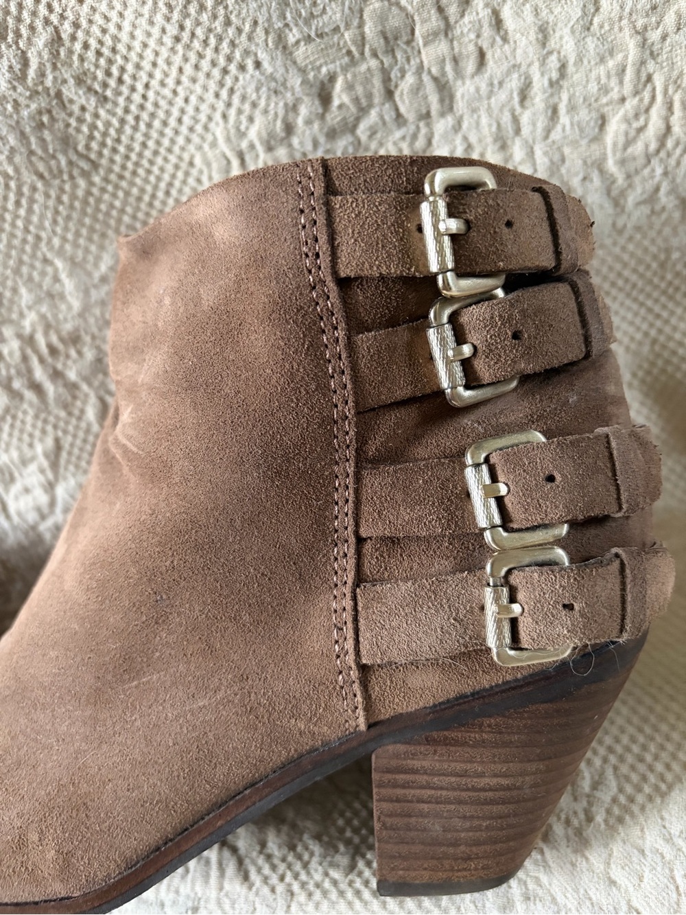 Sam Edelman Suede Ankle Booties in Taupe Brown - Picture 3 of 7